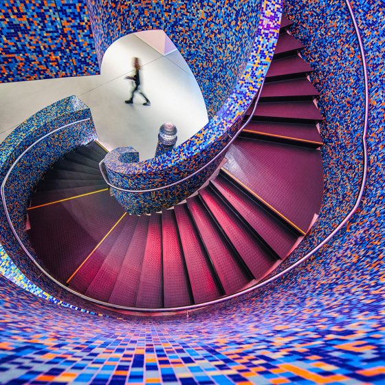 Trap in centrale hal van het Groninger Museum